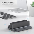 YICOSUN 3-Slot Aluminum Vertical Laptop Stand for Desk - Adjustable Width Dock for MacBook, Surface, Samsung, HP, Dell up to 17.3 inches - Space-Saving & Protective Design - Gray - Image 6