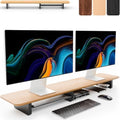 KIVY Dual Monitor Riser With Integrated Metal Shelf - Wooden Desk Shelf by KIVY