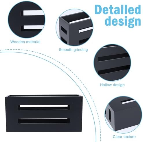 Magazine File Holder, Standing Wooden Magazine Rack, Desk Folder Organizer for Office & Bathroom-Black - Image 2