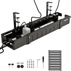 Under Desk Cable Management Tray, Expandable Length 25.2"-38.6",No Drill No Damage to Desk,Cable Tray with Clamp for with Wire Management,for Cord Organizer for Home Office Standing Desk, Black - Image 2