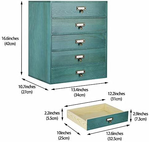 GoooodGIFT Wooden Drawers Large Wooden Box with Drawer, Blue - Image 3