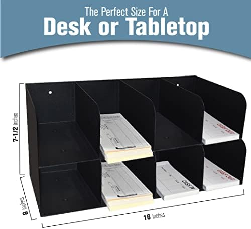 BankSupplies Check Sorter Organizer - 8 Pocket, 2-Tier Design - 4 Over 4-3 ¾” H x 16" W x 8" D - Scratch & Chip-Resistant Finish - Steel Construction - Pre-Drilled Holes - Document Organizer - Image 3