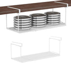 2 Pack Expandable Under Cabinet Shelf, Under Shelf Storage with 0.94 Inches Thick Clips for Kitchen Cupboard, Metal Hanging Under Desk Basket for Laundry Room, Shoe Rack by ROLIZOE