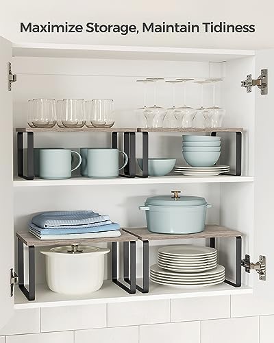 SONGMICS Cabinet Organizer Shelf, Set of 4 Spice Rack, Kitchen Storage - Image 4