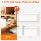 Criusia 21 Pack Large Clear Plastic Drawer Organizer Trays | BPA-Free Acrylic Organizer Bins for Large Kitchen Utensils, Bathroom, Makeup, Jewelries, Office Desk, School Supplies, Perfume - Image 2