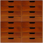4-Pack Wooden Drawer Organizer Set, Stackable 4-Drawer Desktop Storage Cabinets in Modern Mahogany Wood - 16-Drawer Countertop Organizer for Office, Vanity, Home, and School (Wood Color) by Unknown