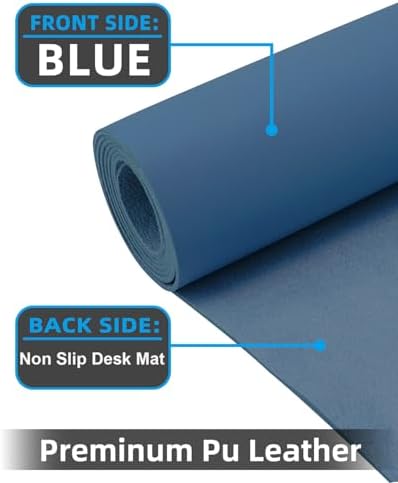 Desk mat Large, Leather Desk Pad Protector,Office Desk Mat,Mouse Pad, Non-Slip Desk Blotter, Laptop Desk Pad, Waterproof Desk Writing Pad for Office&Home (Grey Blue, 48" x 24") - Image 2