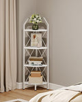 CHOEZON 4-Tier Corner Shelf, Industrial Corner Bookshelf, 47.6" Corner Storage Stand, Plant Stand Display Shelf, Corner Bookcase for Bedroom, Living Room, Home Office, White TCJ09WB by Choezon