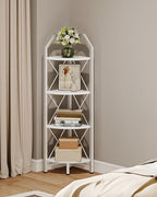 CHOEZON 4-Tier Corner Shelf, Industrial Corner Bookshelf, 47.6" Corner Storage Stand, Plant Stand Display Shelf, Corner Bookcase for Bedroom, Living Room, Home Office, White TCJ09WB by Choezon
