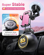 VANMASS【85+LBS Strongest Suction & Military-Grade Ultimate Car Phone Mount【Patent & Safety Certs】 Cell Phone Holder for Dash Windshield Vent for iPhone 17 Pro Max Automobile Interior Sets, Light Pink - Image 3