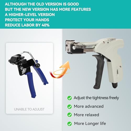 Metal Zip Ties Cutter Stainless Steel Cable Tie Gun can adjust tightness One hand type for Self-Locking Stainless Steel Cable Ties Heavy Duty Tensioning Cutting Tool - Image 3