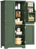 Pantry Cabinet with 4 Doors, Kitchen Storage Cabinet with Door Shelves, by TEENFON