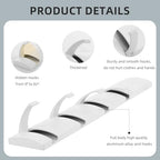 2 Pack Foldable Stylish Modern Hook Rack with 5 Hooks, Coat Hooks Wall Mount, Metal Coat Hook Rail for Coat Hat Towel Purse Robes Mudroom Bathroom Entryway (White) - Image 5