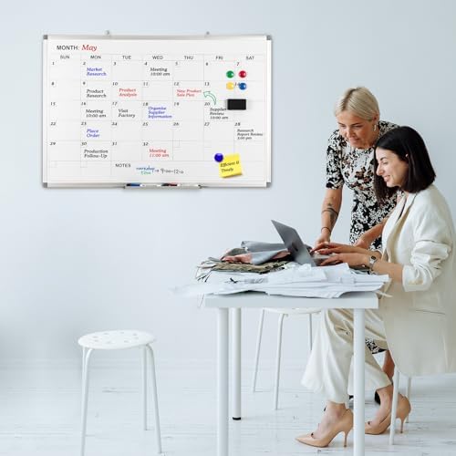 Comix Magnetic Dry Erase Calendar Whiteboard, 36 x 24 Inches Monthly Calendar Dry Erase Board for Wall, Aluminum Frame Planner White Board with Dry Erase Markers, Eraser, Magnets - Image 6
