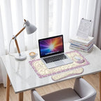 Floral Desk Mat Set Pink Vintage Aesthetic Large Mouse Pad with Wrist Rest 4in1 Desk Mat for Desktop Ergonomic Keyboard Wrist Support Anti-Slip Computer Ergonomic Mouse Pad Home Office Gaming - Image 7