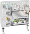 PEGZONE Clamp on Desk Pegboard, 20.4" x 16.5", with 15 Accessories, White by Pegzone