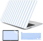 DONGKE Case for MacBook Pro 13 Inch (2026-2020 Models A2338 M2 M1/A2251/A2289), Blue & White Stripes Hard Shell Case with Keyboard Protector, Compatible with Retina Display and Touch Bar by DONGKE