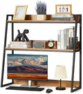 VEVOR 2-Tier Desktop Storage Organizer, 37.4" x 12.6" x 35.4" Office Storage Rack, Wood Color Display Shelf, Desktop Bookshelf Hutch with Anti-Slip Feet Pads, for Office, Home & Dorm by VEVOR