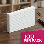 School Supply Boxes | 3x5 White Index Cards (100 ct.) | 100 Pack | Lined in Front, Blank in Back - Image 4
