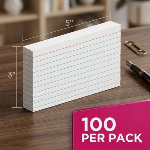 School Supply Boxes | 3x5 White Index Cards (100 ct.) | 20 Pack | Lined in Front, Blank in Back - Image 4