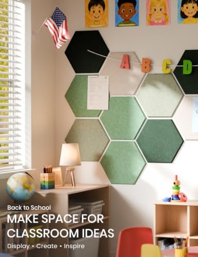Fluxynara 12-Pack Hexagon Felt Bulletin Board Tiles, Sagewood - Image 5