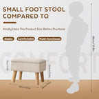 Storage Ottoman, Small Foot Stool Ottoman with Storage, Linen Foot Rest with Wood Legs, Footstool for Living Room, Bedroom, Entryway, Beige - Image 2