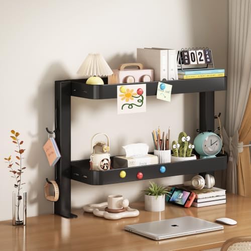 Clamp-On Desk Shelf Organizer, 2-Tier Metal Side Desktop Shelves - Image 2