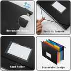 7-Pockets Hanging File Folder with Retractable Hooks for Filing Cabinet, Letter Size Expandable Accordion File Organizer with Elastic Band for File Frame or On-The-Go Use (3 Pack) - Image 3