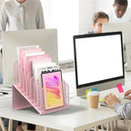 Sinboun Inclined Desk File Organizer Folder Holder with 8-Section, Pink - Image 3