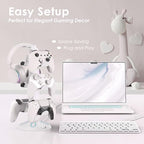 RGB Headphone Stand and Controller Holder With 9 Light Modes - 2 USB Charging Ports, 3.5mm & Type-C - Hanger Accessories for Desk and Gamer (White) - Image 4