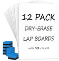 SCRIBBLEDO 12 Pack Small Dry Erase Boards 9x12 with 12 Erasers for Students by Scribbledo