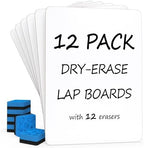 SCRIBBLEDO 12 Pack Small Dry Erase Boards 9x12 with 12 Erasers for Students by Scribbledo