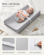 Blissful Diary Vegan Leather Baby Changing Pad with Waterproof & Wipe-Clean PU Cover, Standard Size Cozy Diaper Changing Pad for Dresser and Table, Light Gray - Image 4