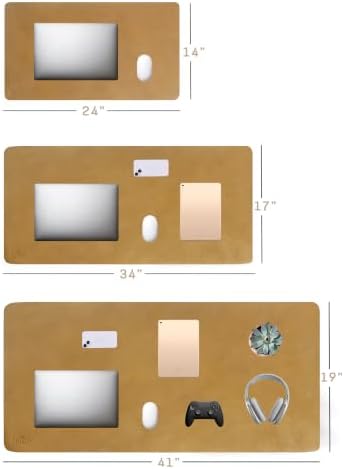 Premium Leather Desk Mat, Full Grain Leather Desk Pad Protector & Desk Blotter, Waterproof Non-Slip Writing Surface for Keyboard, Mouse & Laptop, Desk Pad for Home & Office (Tan, Large) - Image 7