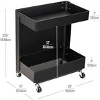 Mind Reader Under Desk Rolling Cart, 2-Tier Steel Utility Organizer, No Assembly Required, 12" L x 20" W x 23.5" H, Black - Image 3