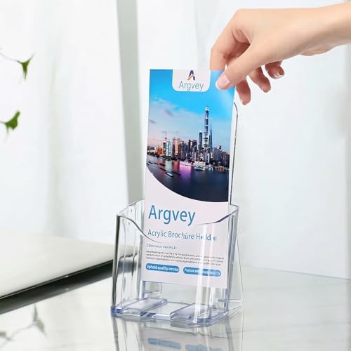 Clear 4x9 Trifold Brochure Holder, Acrylic Rack Card Holder Stand, 10 Pack - Image 2