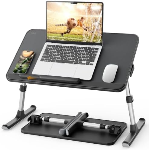 SAIJI Non-Slip Leather Laptop Bed Tray Table,Lap Desk with Laptop Stopper by SAIJI