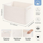 4 Pack Storage Baskets for Organizing, Woven Baskets for Shelves - Perfect for Toys, Books, Towels, and Clothes, Durable Gift Basket Bins Toy Storage, 15.7''Lx11.8''Wx7.8''H, White - Image 2
