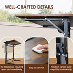 Extra Wide C-Shaped Folding TV Tray Table – Portable Laptop Desk with Cup Holder & Device Slots, No Assembly Rustic Wood Couch End Table for Bed, Sofa or Working - Image 3