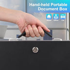 Fireproof Document Box with Key Lock, Portable Metal Safe Box with Carrying Handle to Secure Money, Jewelry, Document, Passport, Size 12.7 x 8.7 x 4.6 Inch - Image 6