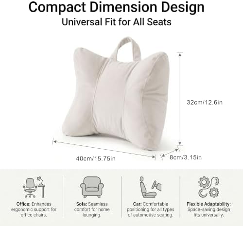 Lumbar Support Pillow for Office Chair and Car Seat, Misty White - Image 4