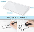Glass Desktop Whiteboard with Storage 15" x 7" Desk Dry Erase Board with Marker & Eraser Compact Desk Organizer Computer Keyboard Stand Desk Board Buddy for Office, Home, School - Image 2