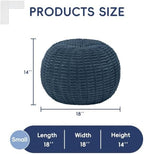 Hobestluk Stuffed Pouf Ottoman Footrest,Round Footstool,Small,Blue Grey - Image 2
