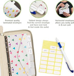 Three Way Cut Cash Envelope Wallet Beige All in One Budget System RFID Blocking with 12x Tabbed Envelopes 12x Monthly Budget Cards 1x Yearly Budget Planner Sheet Complete Money Organizer Set - Image 3