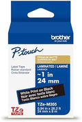 Brother Genuine P-Touch TZe, White Print on Black Label Tape (TZeM355), Premium Matte Laminated,1-1/2in x 26.2ft (36mm x 8m), for Select P-Touch Label Makers, for Crafts, Home Office, Small Business by Unknown