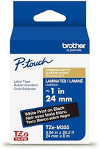 Brother Genuine P-Touch TZe, White Print on Black Label Tape (TZeM355), Premium Matte Laminated,1-1/2in x 26.2ft (36mm x 8m), for Select P-Touch Label Makers, for Crafts, Home Office, Small Business by Unknown