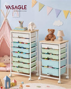 VASAGLE Rolling Cart with Drawers,5 Drawers Storage Cart, Green and White - Image 2