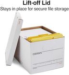 Staples Storage & Filing Box, Basic-Duty with Handles & Removeable Lid, Letter & Legal Size Documents, Stackable, 20-Pack, White/Black - Image 3