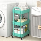 Sywhitta 3-Tier Plastic Rolling Utility Cart with Wheels for Storage, Green - Image 4