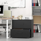 File Cabinet, 2 Drawer Lateral Filing Cabinet with Hanging Bars for Letters, Black File Cabinets for Home Office, Large Printer Stand, Wood Office Storage Cabinet - Image 2